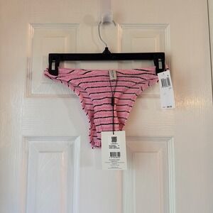 Bond Eye Christy Brief Pastel Pink Stripe Crinkle Bikini‎ Bottoms O/S